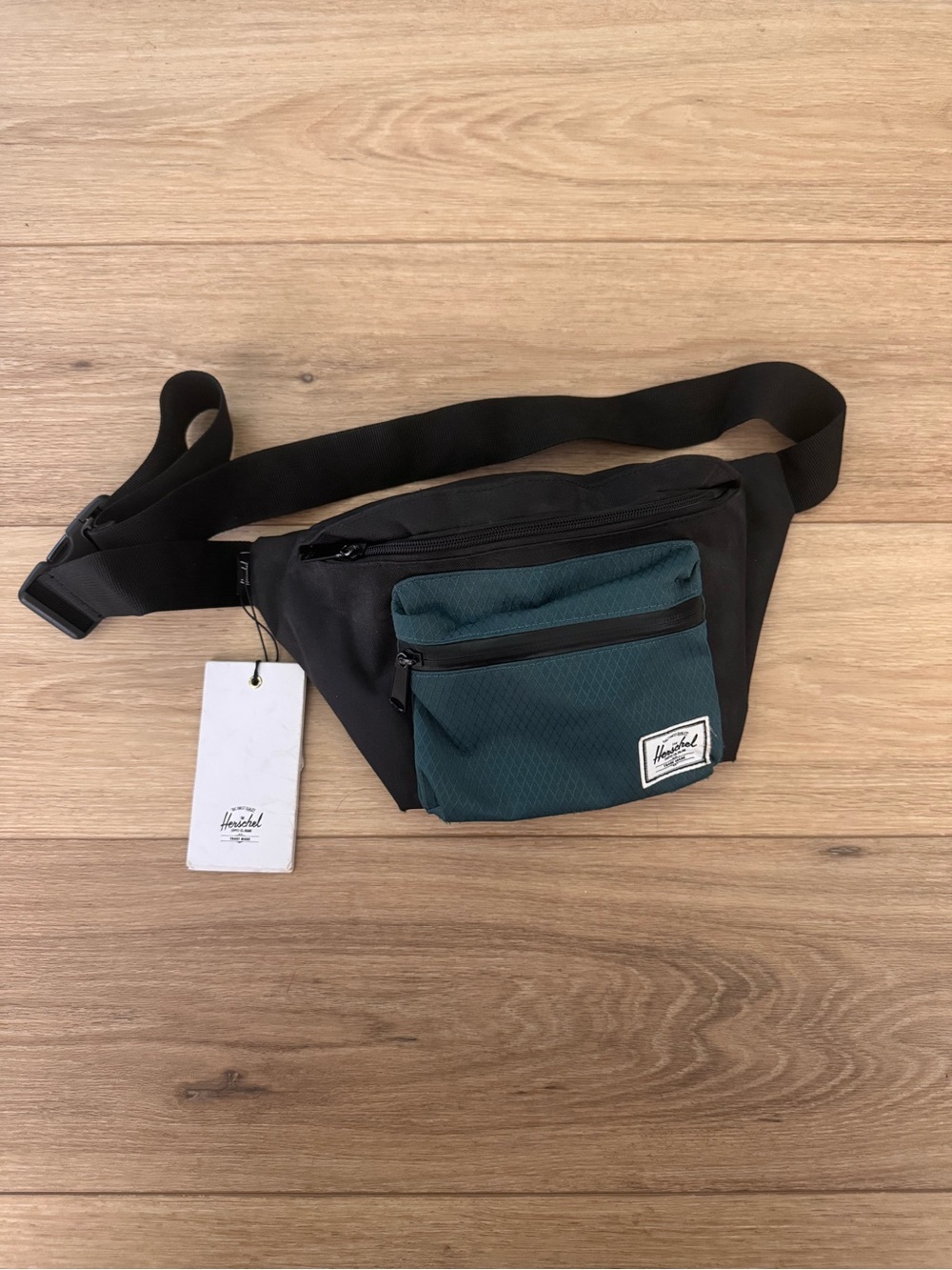 Herschel Black & Teal Green Waist Bag - Compact Belt Pack